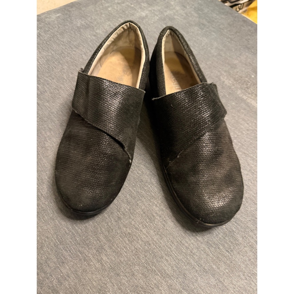 Alegria Laura Black Metallic Leather Slip On Loafer LAU-870W Size 41W US 10.5-11